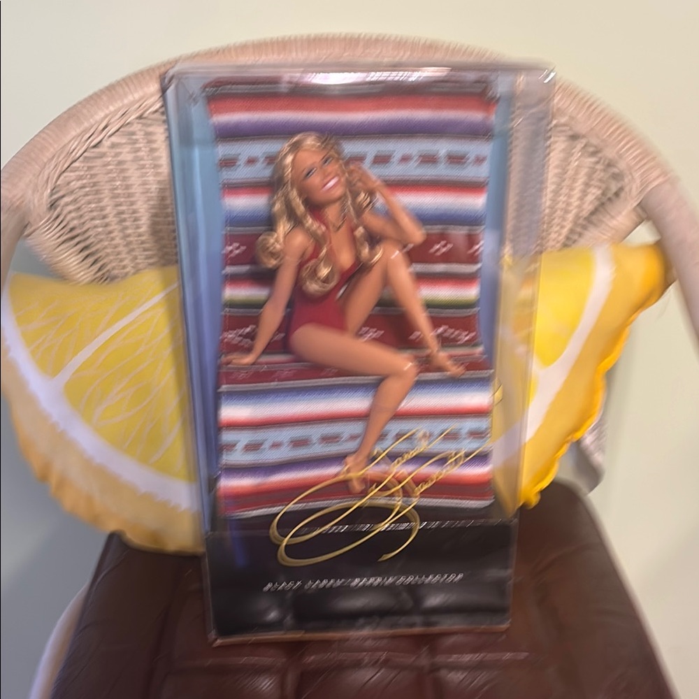 New Farrah Fawcett Collectible Doll with Striped Display